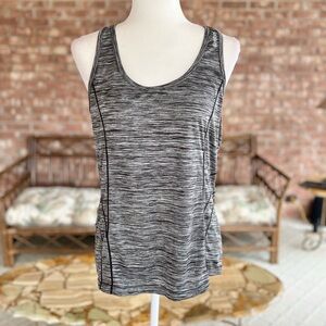 Reebok Tank Top Grey Black Heathered Racerback CL Workout Gum Athletic Yoga
